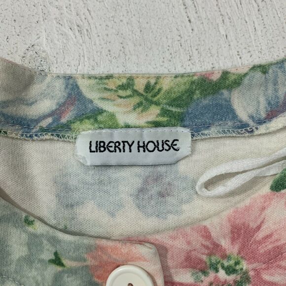 Vintage Liberty House Floral Crop Top Women S M Small Medium Mid Sleeves Curtain - Picture 7 of 9